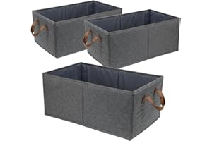 Fordonral Pack of 3 Large Capacity Storage Bins Closet Organizer System, Sturdy Foldable Storage Boxes for Organizing Clothing, Sheets, Toys, Books - Shelf Organizer Shelves Basket Storage Bin