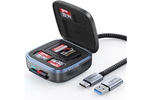 llano SD&Micro SD Card Reader Adapter, TF 3.0 Memory Card Reader Holder with 6-Slot Cards Storage, Plug&Play, F18 2-in-1 USB 