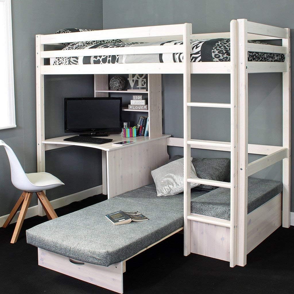 loft bed with desk and futon chair