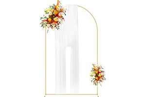 Putros Wedding Arch Stand Gold 8FT Metal Balloon Arched Backdrop Stand for Wedding Ceremony Birthday Party Bridal Baby Shower Decoration