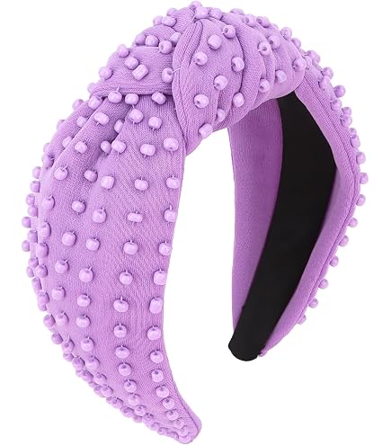 Lele Sadoughi Woven Pearl Headband Lavender Soft Purple Knotted Hair Accessories Lele Sadoughi Velvet Pearl Knotted Headband - Jet - Murray main image 2