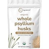 Micro Ingredients Organic Whole Psyllium Husks, 3lbs | Daily Soluble Fiber Supplement with Prebiotics | Psyllium Husk Sourced from India | Non-GMO, Keto Friendly, Vegan