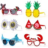 FINGOOO Hawaiian Luau Party Sunglasses, 6 Pairs Summer Pool Tropical Beach Funny Sunglasses Glasses for Adults Kids Luau Party Favors