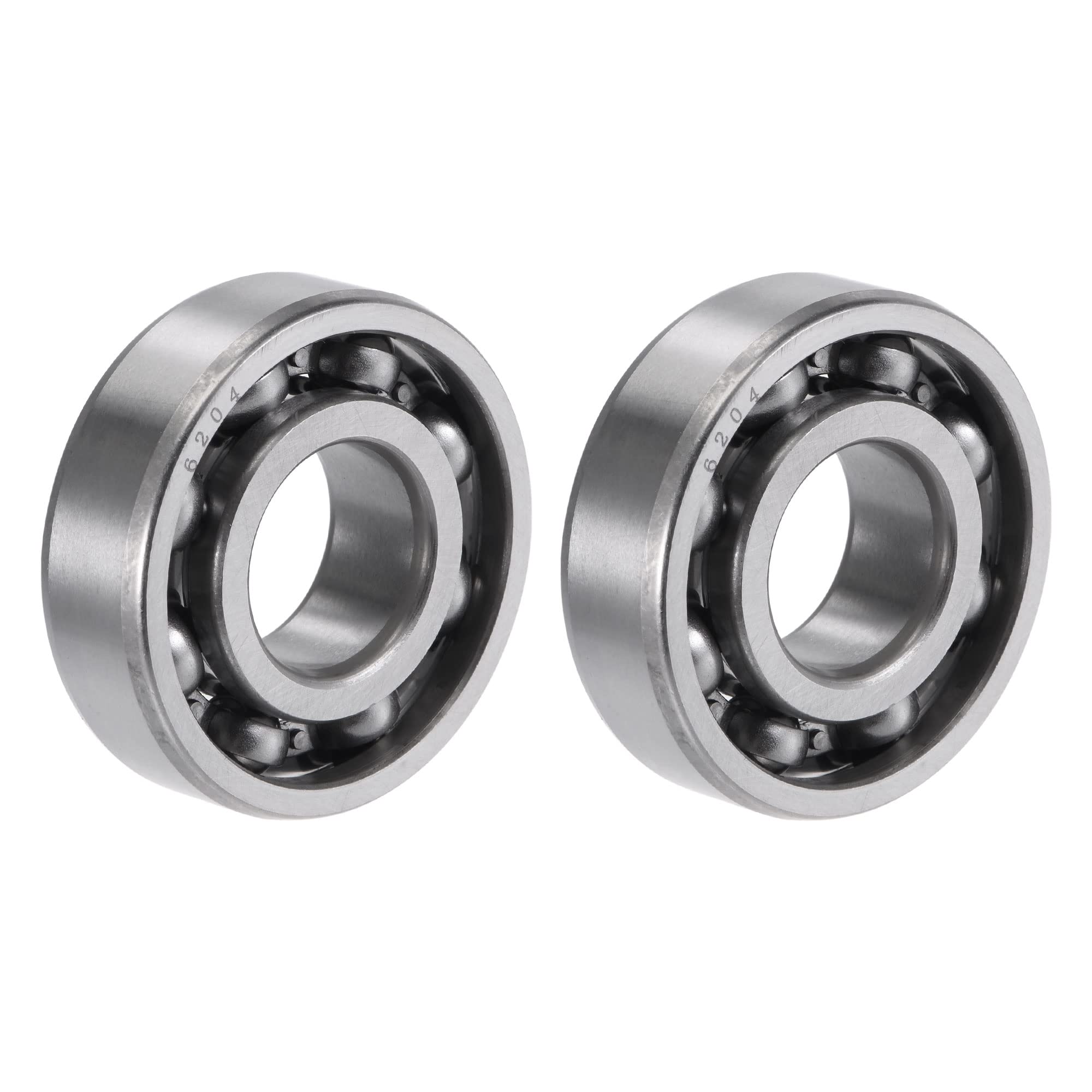 sourcing map 6204 Deep Groove Ball Bearings 20mm Bore 47mm OD 14mm Thick CN Open Type Chrome Steel 2pcs