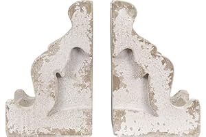 Creative Co-Op Distressed White Corbel Shaped Bookends (Set of 2 Pieces)