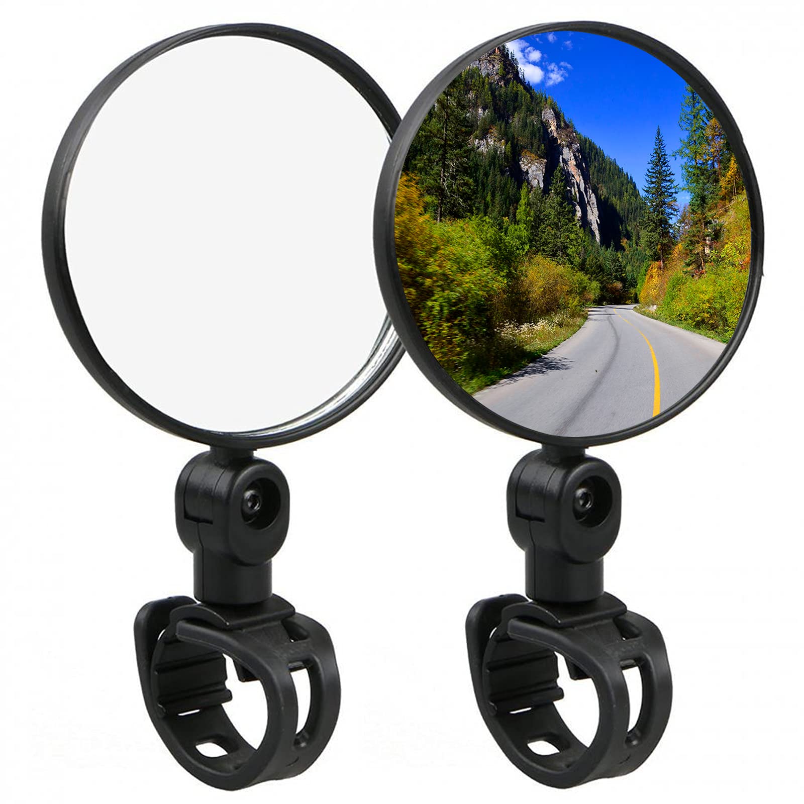 2 Pack Bike Mirrors YUTOU Bicycle Cycling Rear View Mirrors 360° Adjustable Rotatable Handlebar Mounted Convex Mirror Universal Bike Safe Rearview Mirror for Road Bike Mountain Bike