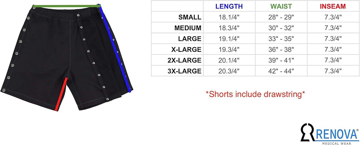 Post Surgery Tearaway Shorts - Men's - Women's - Unisex Sizing: Clothing