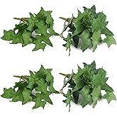 Redvigh Artificial Sweet Potato Leaves 4PCS, Faux Plastic Plants Greenery Stems for Spring Outdoor Garden Patio Front Porch Yard Home Decor