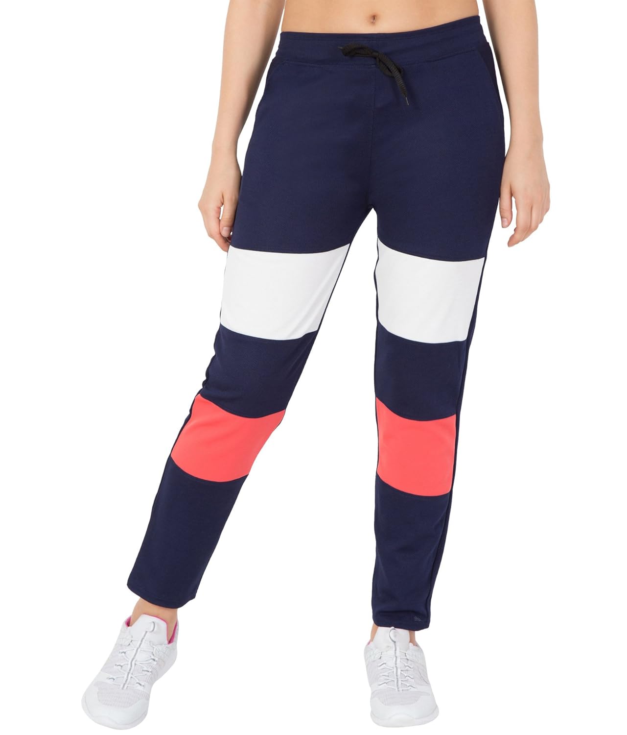 american-elm women's navy blue self design trackpant