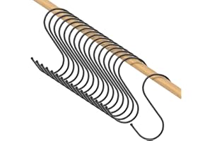 Simfree S Hooks,S Hanging Hooks,Heavy Duty S Hanger Hook,Stainless Steel Metal Kitchen S Hooks for Hanging,Metal Hangers Hooks for Kitchen,Work Shop,Bathroom,Garden(Black-30PCS)