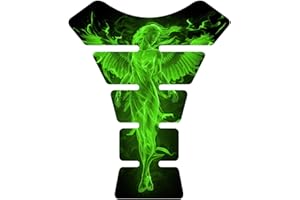 IMMORTAL GRAPHIX 8.6" tall x 6.8" wide Flaming Fire Angel Green V2 UV Resistant Motorcycle Sport bike Tank Pad Protector Decal