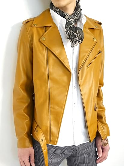 Amazon オークランド Oakland カラー 本革 ライダース ジャケット レザージャケット メンズ 革ジャン ダブル キャメル Lサイズ コート ジャケット 通販