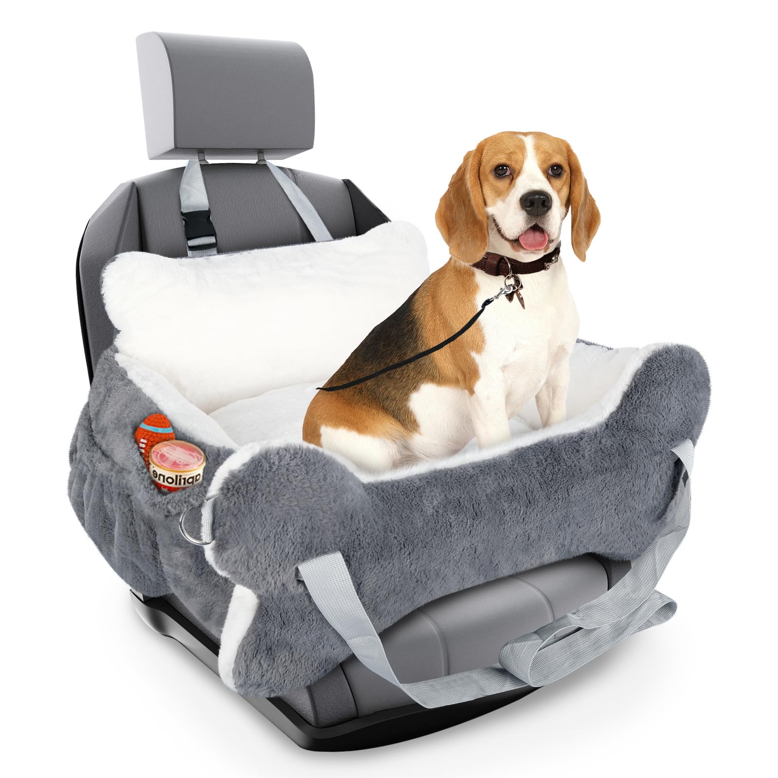 Photo 1 of **POSSIBLY MISSING PIECES/NOT ASSEMBLED**  29.5"x19.7"x9.8" Dog Car Seat for Middle Dogs & Cats, Car Seat for Dogs with Plush Cushion, Non-Slip Bottom & Safety Leash, Cat & Dog Bed with Side Pocket for Sedan, SUV and Truck, Washable