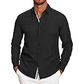 COOFANDY Mens Casual Button Down Shirt Untucked Long Sleeve Stretch Denim Dress Shirt