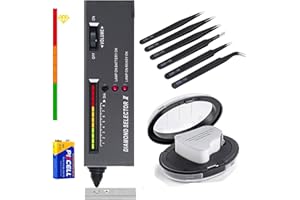 Diamond Tester Pen, 30X 60X Mini LED Magnifying Jewelers Eye Loupe,6PCS Precision Upgraded Anti-Static Stainless Steel Curved