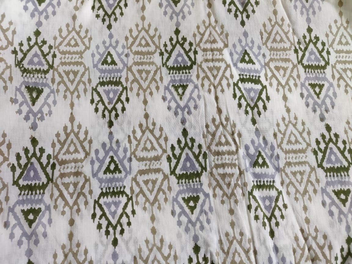 Handicraftpinkcity Hand Block Print Fabric Indian Dressmaking Cotton Dabu Print Fabric 5 Yards 100% Cotton Jaipuri Printed Running Fabric