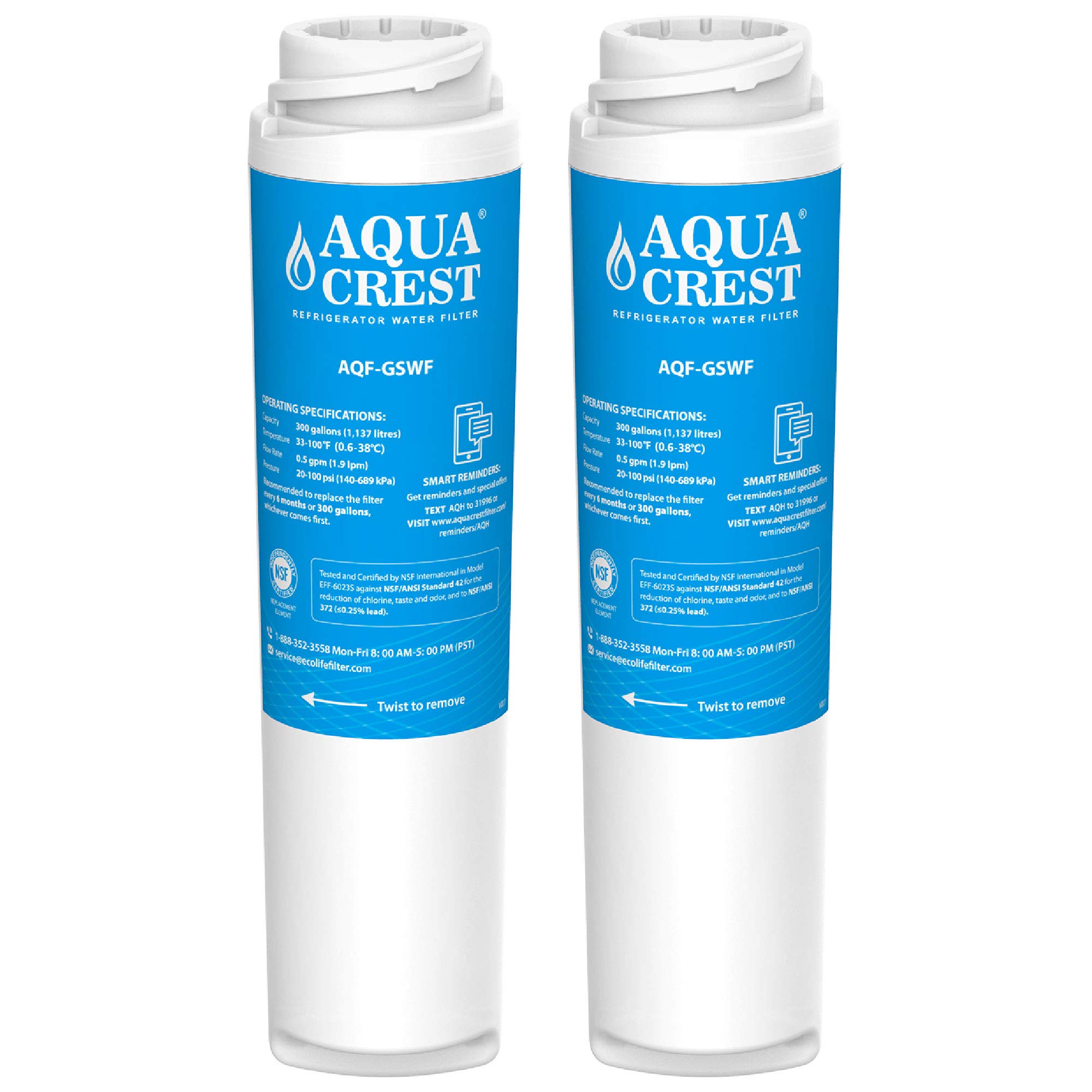 (2 Pack) Refrigerator Water Filter Fits For GE GSWF SmartWater Kenmore