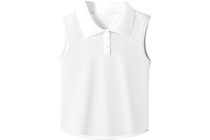 GroYolan Girls Polo Shirt Sleeveless Golf Shirts Contrast Collared Tennis T-Shirts Quick Dry Breathable Athletic Tank Top