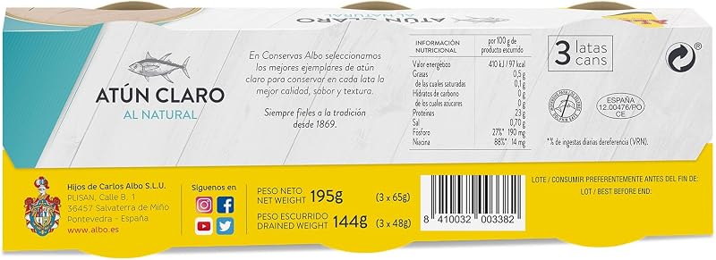 Conserva de Atún Claro al Natural, Pack 3 Latas x 70 g — foto 3 de 5