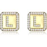 Poekio Gold Earrings for Women 24K Gold Filled Initial Earrings for Women S925 Earrings Gifts for Her