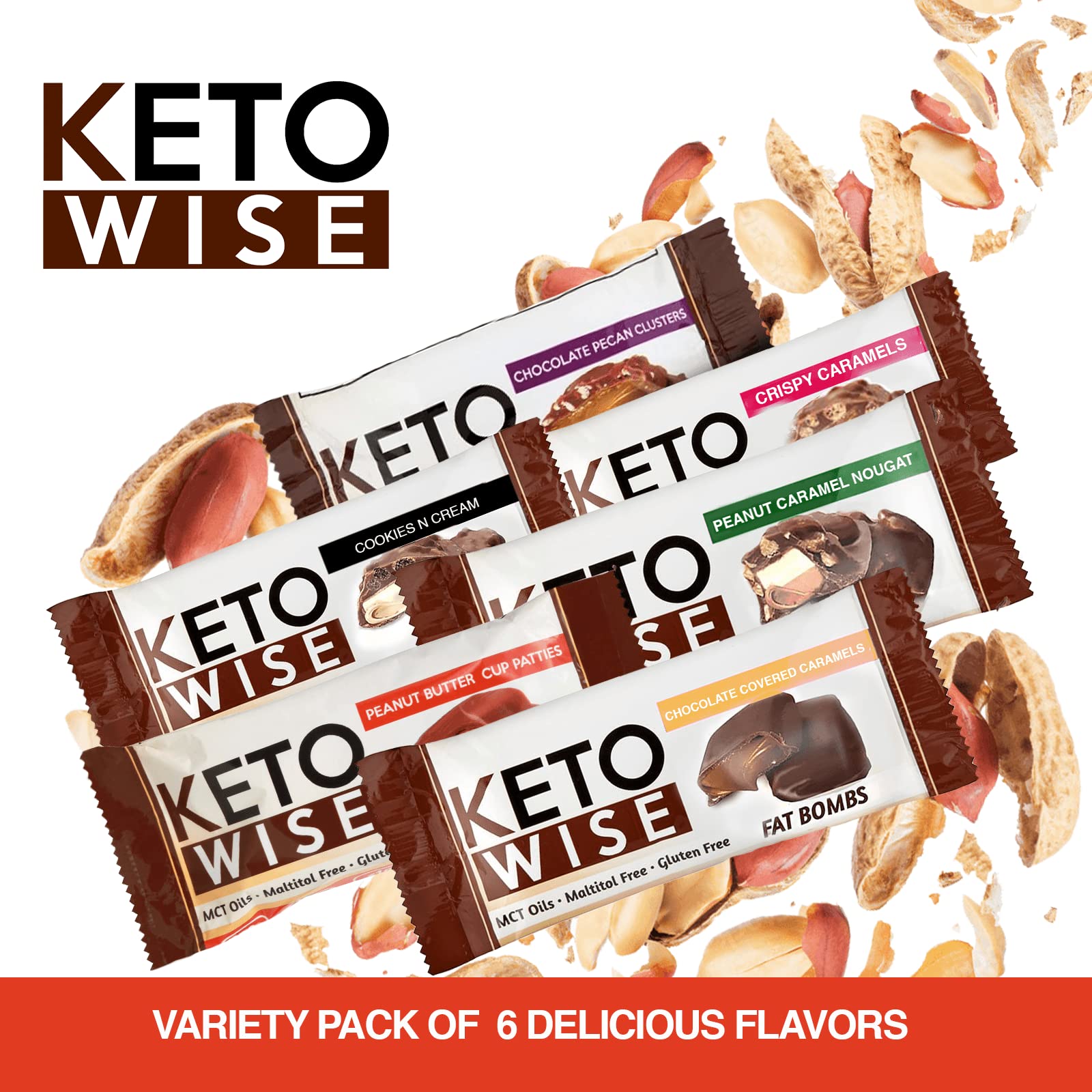 Keto Wise Fat Bombs - Made with Chocolate containing MCT Oil - Low Fat, Low Carb and Keto Friendly Snack - 10g Fat, 1g Net Carbs | Peanut Butter Cup Patties, 16 Count (Pack of 1)