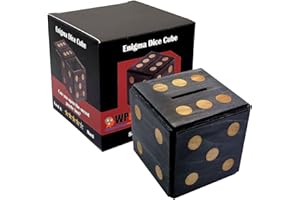 Winshare Puzzles and Games Puzzle Box Enigma Dice Cube - Money and Gift Holder in a Wooden Magic Trick Lock with Hidden Compartment Piggy Bank Brain Teaser Game (Black)