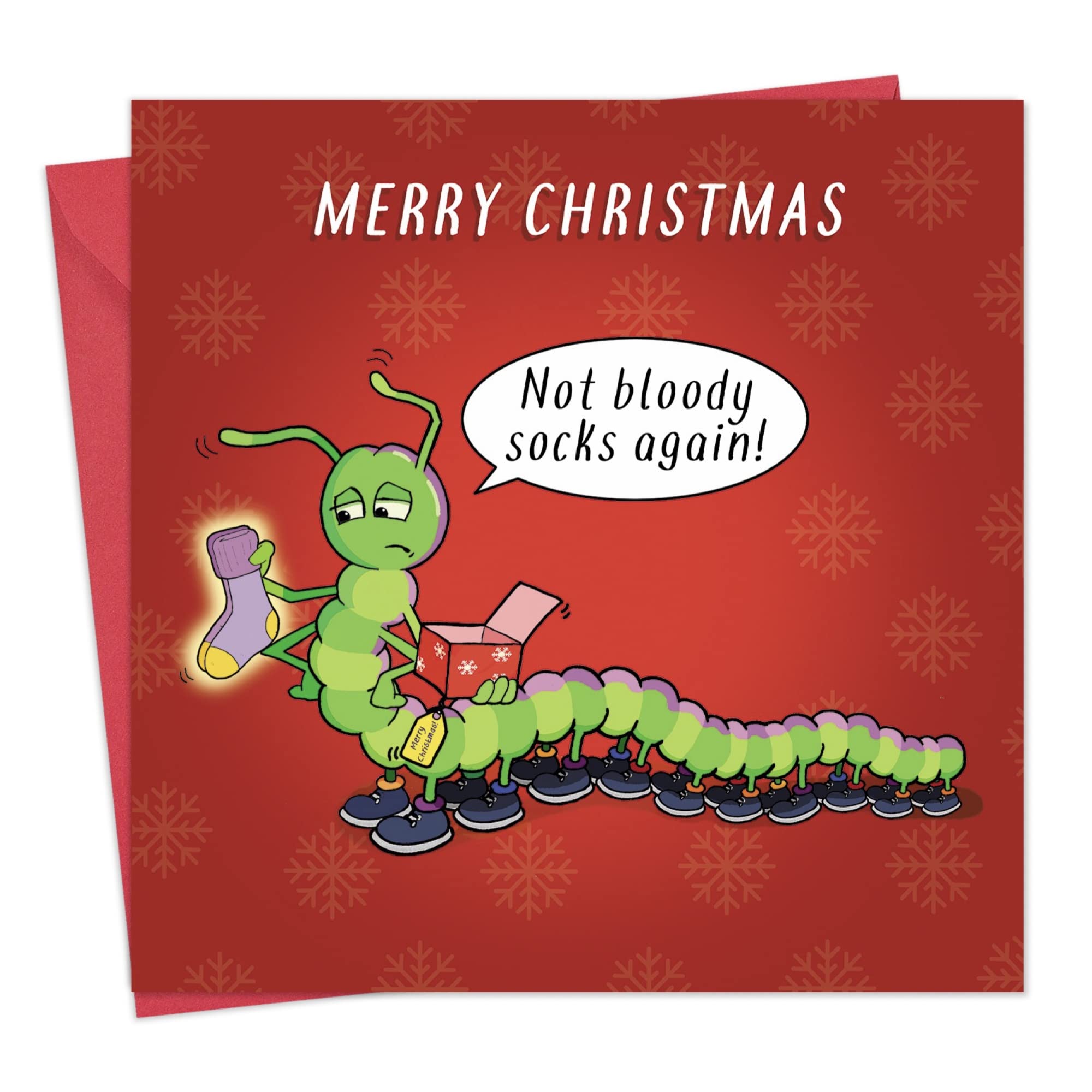 Twizler Merry Christmas Card with Centipede - Happy Christmas Card - Xmas Card – Funny Christmas Card - Womens Christmas Card – Mens Christmas Card - Female Christmas Card - Male Christmas Card