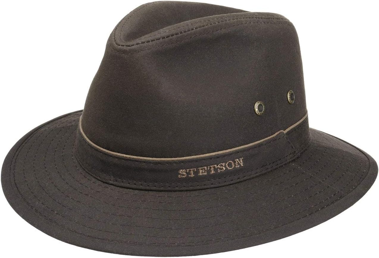 StetsonAvasun Waxed Cotton Traveller Women/Men Dark Brown 6 3/4-6 7/8