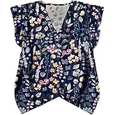 SHENHE Women's Summer Ruffle Cap Sleeve Blouse Floral V Neck Dressy Casual Going Out Top