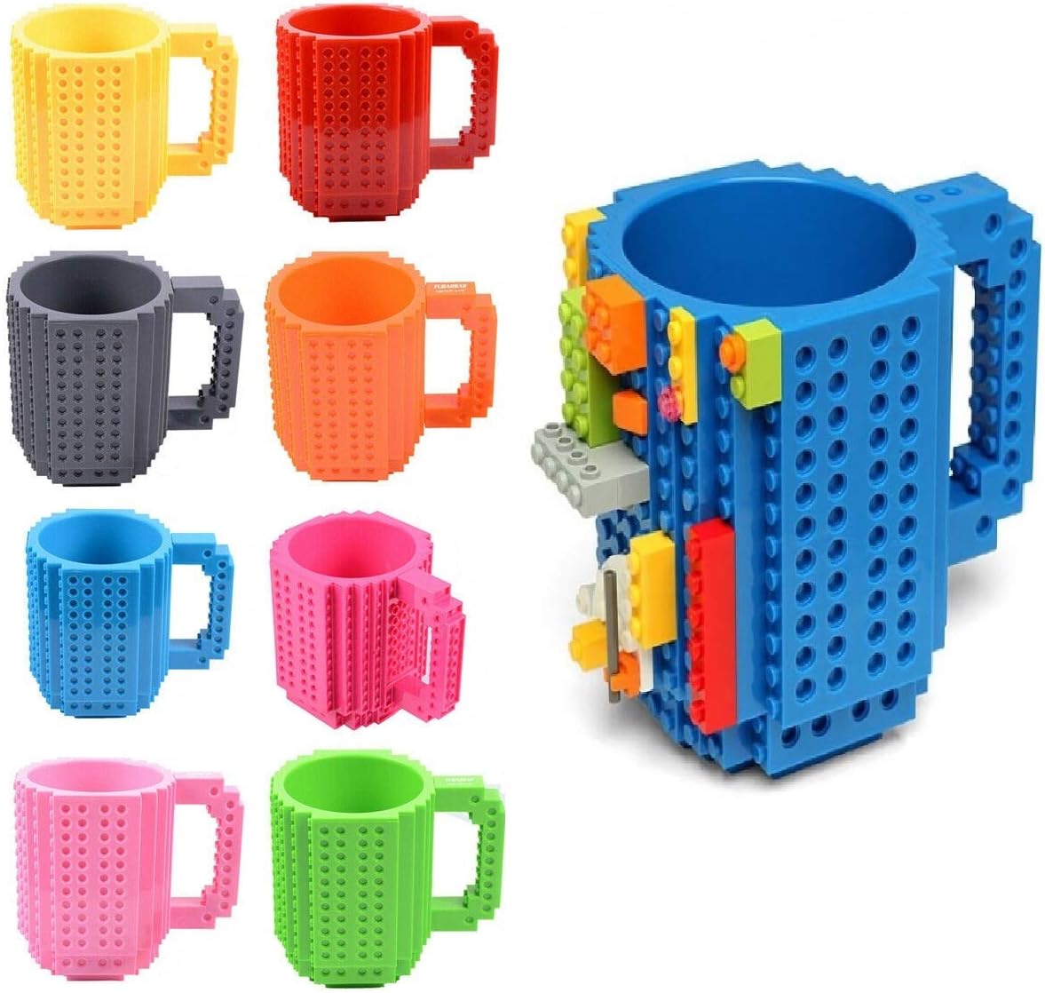 STORE77 Plastic Puzzle Boys Build-on Brick, Funny DIY Building Blocks Coffee Cup/Mug with Novelty