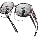 URUMQI Polarized Sunglasses Fit Over Glasses for Women, UV400 Protection Square Shades Extra Large Sun Glasses