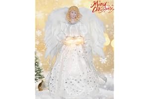 Christmas Angel Tree Topper, 12.6 Inches Angel Tree Toppers with 10 Lights, Angel Treetop for Christmas Tree Decoration, Ange