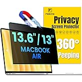 F FORITO Magnetic Privacy Screen Protector Compatible with MacBook Air 13.6 inch (2022-2025, M2, M3, M4), 360° Anti Peeping Removable Anti Blue Light Anti Glare Laptop Privacy Screen Shield