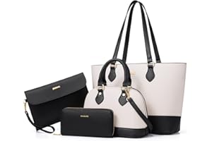 BAGSURE 4PCS Women Fashion Handbags Purses Wallet Tote Shoulder Bags Casual Crossbody Bags, Best Valentine's Day Gift for Ladies Girls, Satchel Purse Set 4pcs