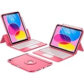ProCase Touchpad Keyboard Case for iPad 11th (A16) / 10th Gen 10.9", Pink | Magnetic Detachable Keyboard Cover Features a Pen