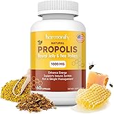 HARMONIFY Bee Pollen Propolis Royal Jelly Extract with Carob, Pure Immune Support Supplement, Gluten-Free, Vegetarian Capsules, 1000 mg