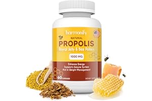HARMONIFY Bee Pollen Propolis Royal Jelly Extract with Carob, Pure Immune Support Supplement, Gluten-Free, Vegetarian Capsules, 1000 mg