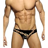 MIZOK Men's Ployester Swimsuit Bikini Briefs with Adjustable Drawstring