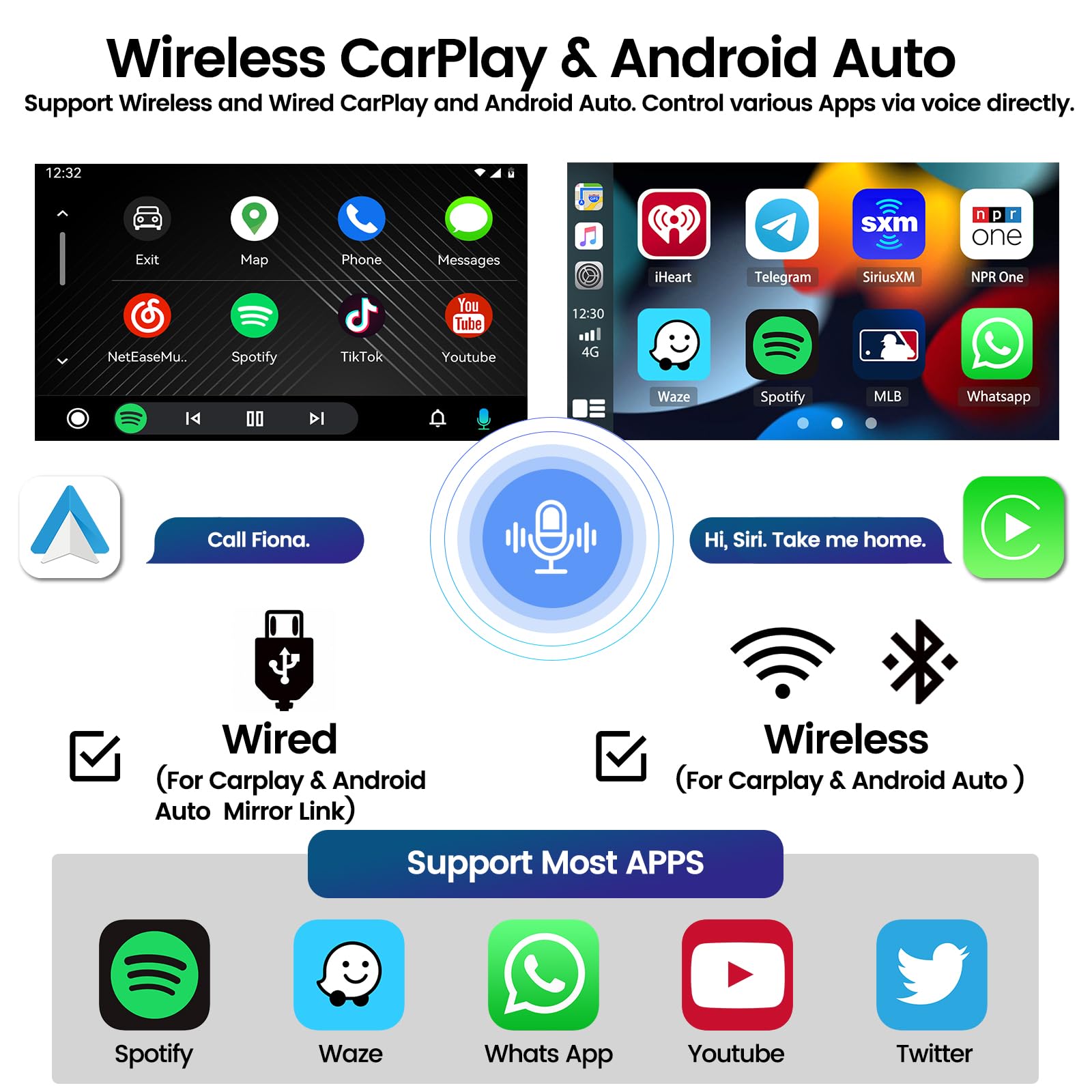 Android 15 Car Radio Stereo for Hyundai Elantra 2016-2018, Wireless Carplay Android Auto, 9 Inch Touch Screen Car Radio Bluetooth 5G WiFi GPS SWC FM DSP, 2G+32G CarPlay Head Unit+Free Cam