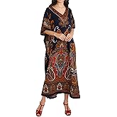 Miss Lavish London Long Kaftan Dress Women, Flowy Resort Wear, Maxi Plus Size Swim Coverup, Lightweight Summer Long Kaftan
