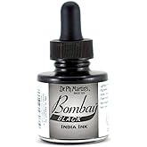 Dr. Ph. Martin's Bombay India Ink (7BY) Ink Bottle, 1.0 oz, Black, 1 Bottle
