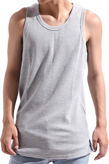 Amazon バレッタ ワッフル 無地 ロング丈 タンクトップ シンプル 無地 ストレッチ インナー 夏 メンズ タンクトップ 通販
