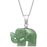 Belacqua Natural Green Jade Elephant Pendant Necklace in 14K Yellow Gold or Sterling Silver, With or Without 18" Box Chain, Jewelry for Her, Gift Box Included