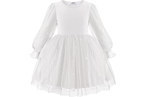 Arshiner Toddler Christmas Dress Girls Sequin Tulle Puff Long Sleeves Tutu Dress Princess Birthday Party Clothes 1-6T