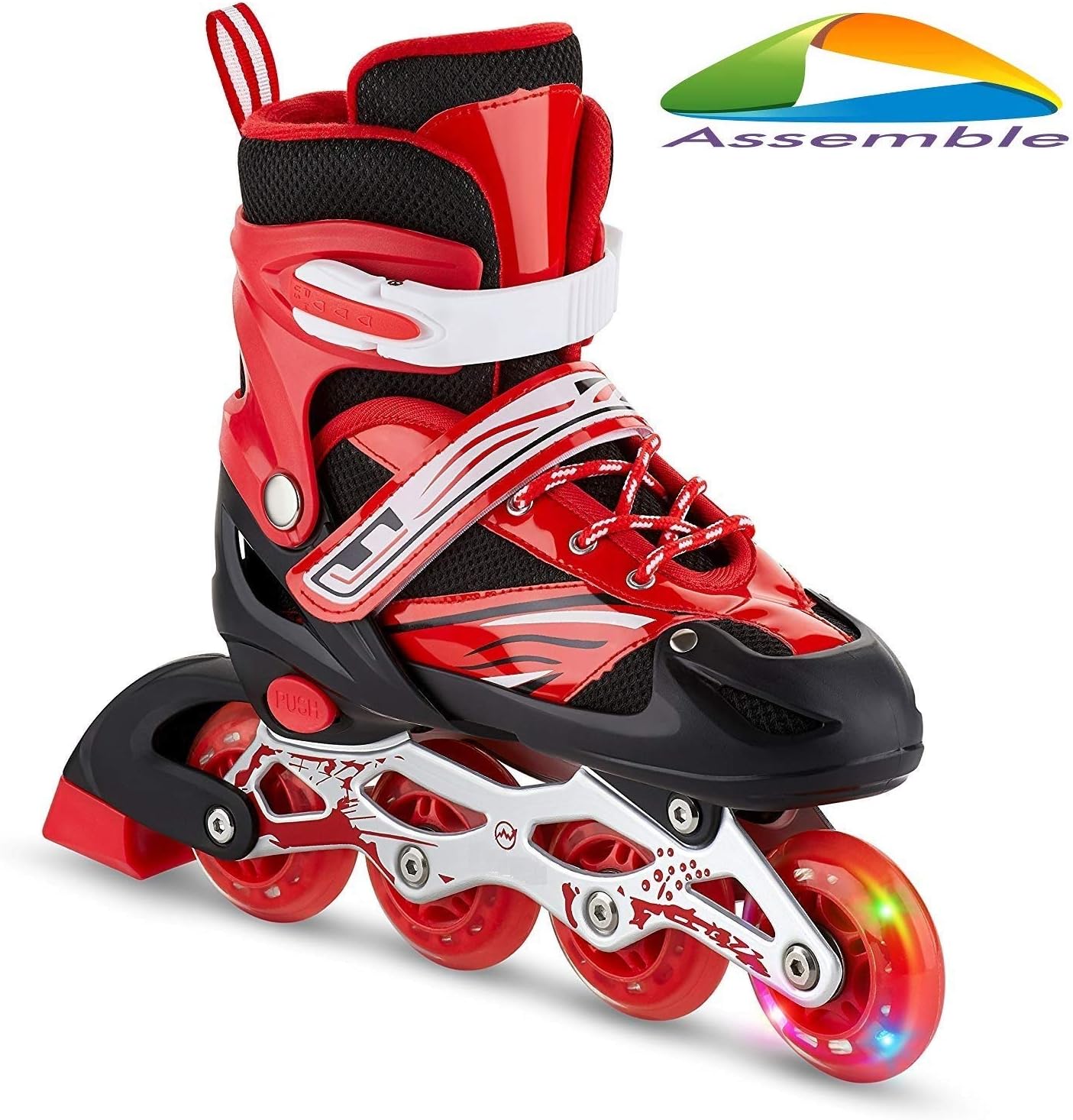 Inline Skates Size Adjustable All PU Wheels with Aluminum-Alloy, LED Flash Light, Age Group 6-14 Years