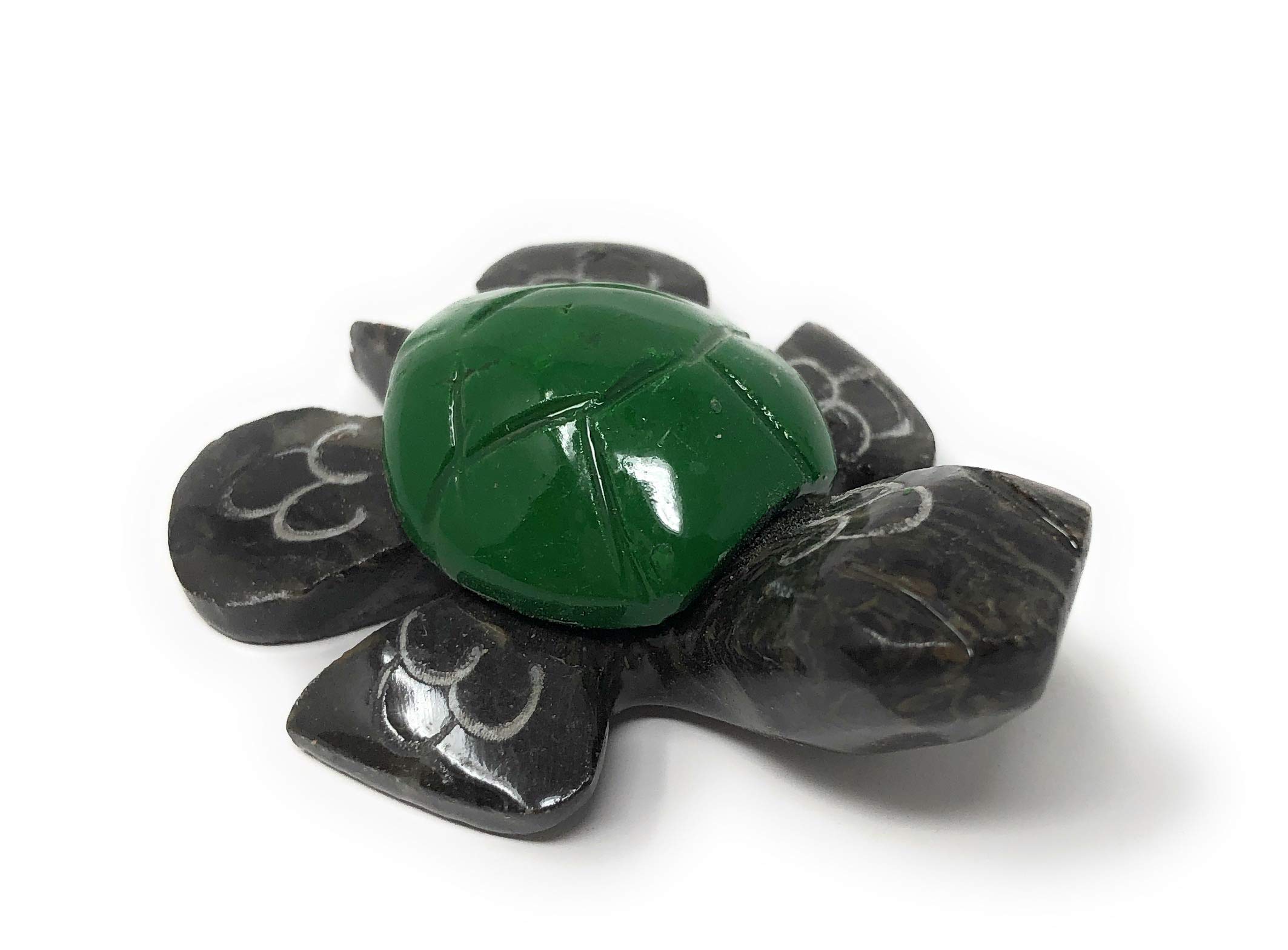 Hawaiian Hand Carved Natural Marble Turtle Assorted (Green, 1.5-inch)