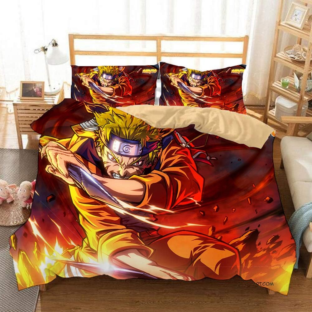 YAOLAN Juego de Fundas de Edredón De Anime Naruto, 100% Microfibra