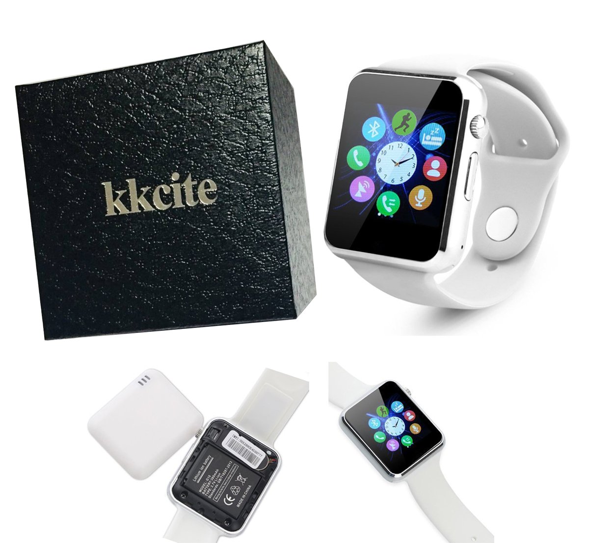 Smart Watch KKCITE Sweatproof Bluetooth Smartwatch Phone for Samsung Nexus6 Htc Sony and Android Smartphones Support Sleep Monitor, Push Message, Camera Unlocked Watch Men Women Kids