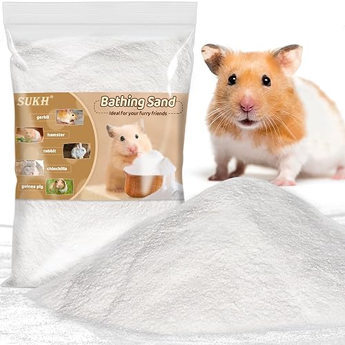 Sukh 14 OZ Hamster Sand Bath Whit Fine Sand Hamster Bedding Reptile  Silica Sand Gerbil Hideout for Hamster Chinchillas Gerbil Syrian Mice Small 