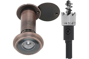 HOJLKLD Door Viewer Peephole, Solid Brass 200 Degree Peephole with 16MM Drill Bit, 5/8 Inch Pipe Diameter Viewer with Heavy Duty Privacy Cover for 1-3/8" to 2-1/6" Doors (Oil Rubbed Bronze)
